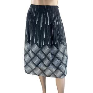 East 5th Black & White Polka Dot A-Line Skirt – Pleated, Knee Length, Size 8